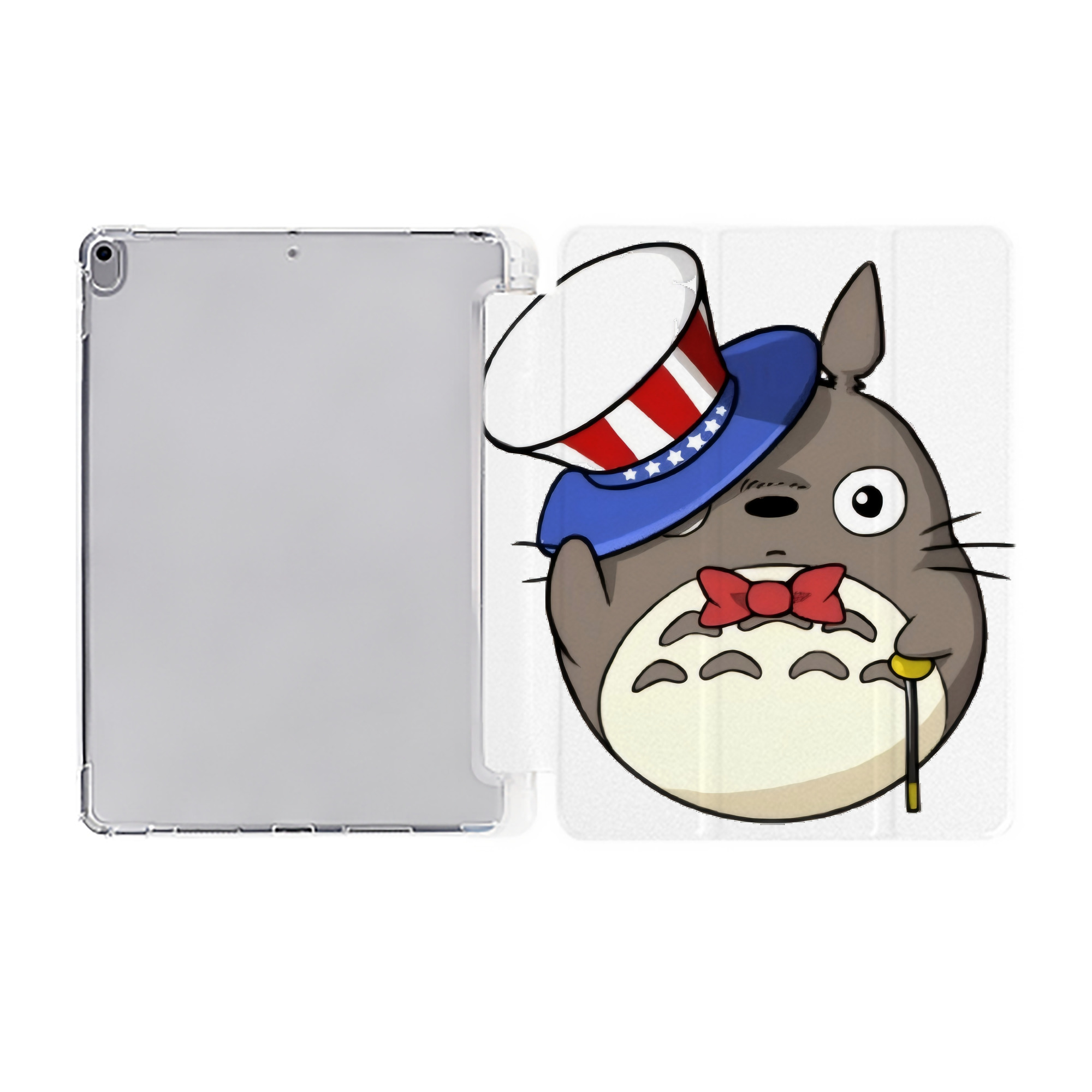 （画像用） となりのトトロ 草壁メイ 草壁サツキ My Neighbor Totoro Satsuki Kusakabe Mei Kusakabe IPad ケース ペン収納付き 三つ折りスタンド PUレザー×シリコン 対応機種9.5/10.5/10.9インチ
